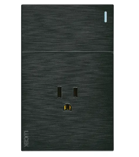 BF07-N PLACA PLANA 1 APAGADOR SENCILLO Y 1 CONTACTO 1.5M NEGRO FLAT