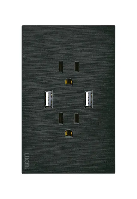 BF25-N PLACA PLANA 2 CONTACTOS 2 ENTRADAS USB 2.1A NEGRO FLAT