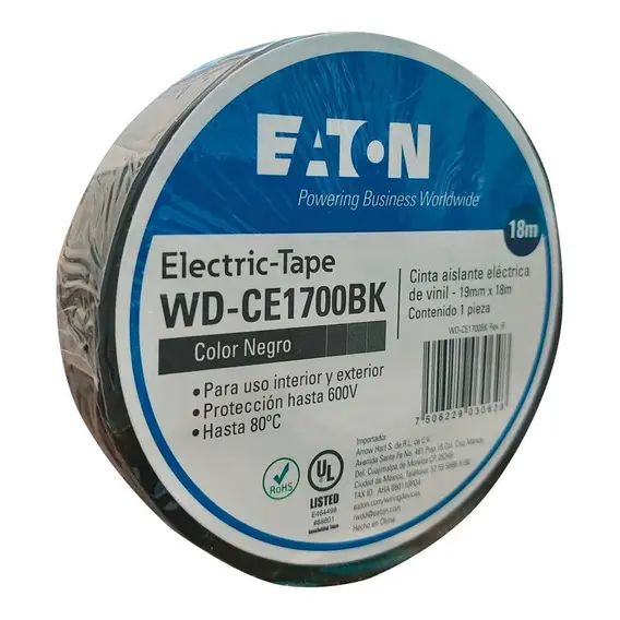 CINTA PVC NEGRO COOPER 19MM X 18MTS WD-CE1700BK
