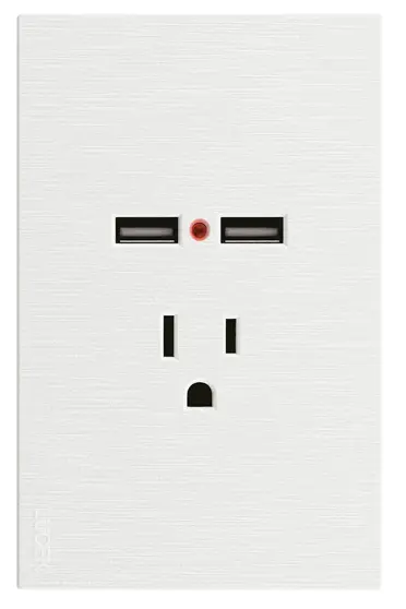 BF05-B PLACA PLANA 1 CONTACTO Y 2 ENTRADAS USB BLANCO FLAT