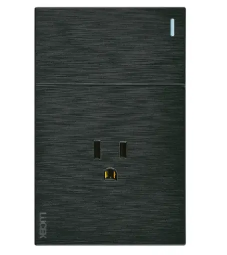 [PKLUCEK-010] BF07-N PLACA PLANA 1 APAGADOR SENCILLO Y 1 CONTACTO 1.5M NEGRO FLAT
